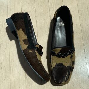 Worn 2x Stuart Weitzman Fur Loafers w Gems Sz 9.5
